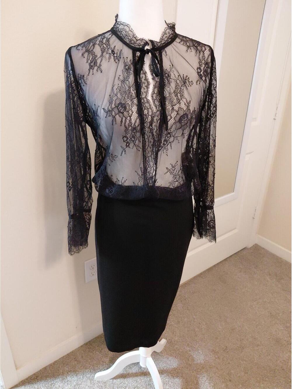 TWINSET Milano Dress Black Lace Top Size M (See Pics For Measurments) EUC